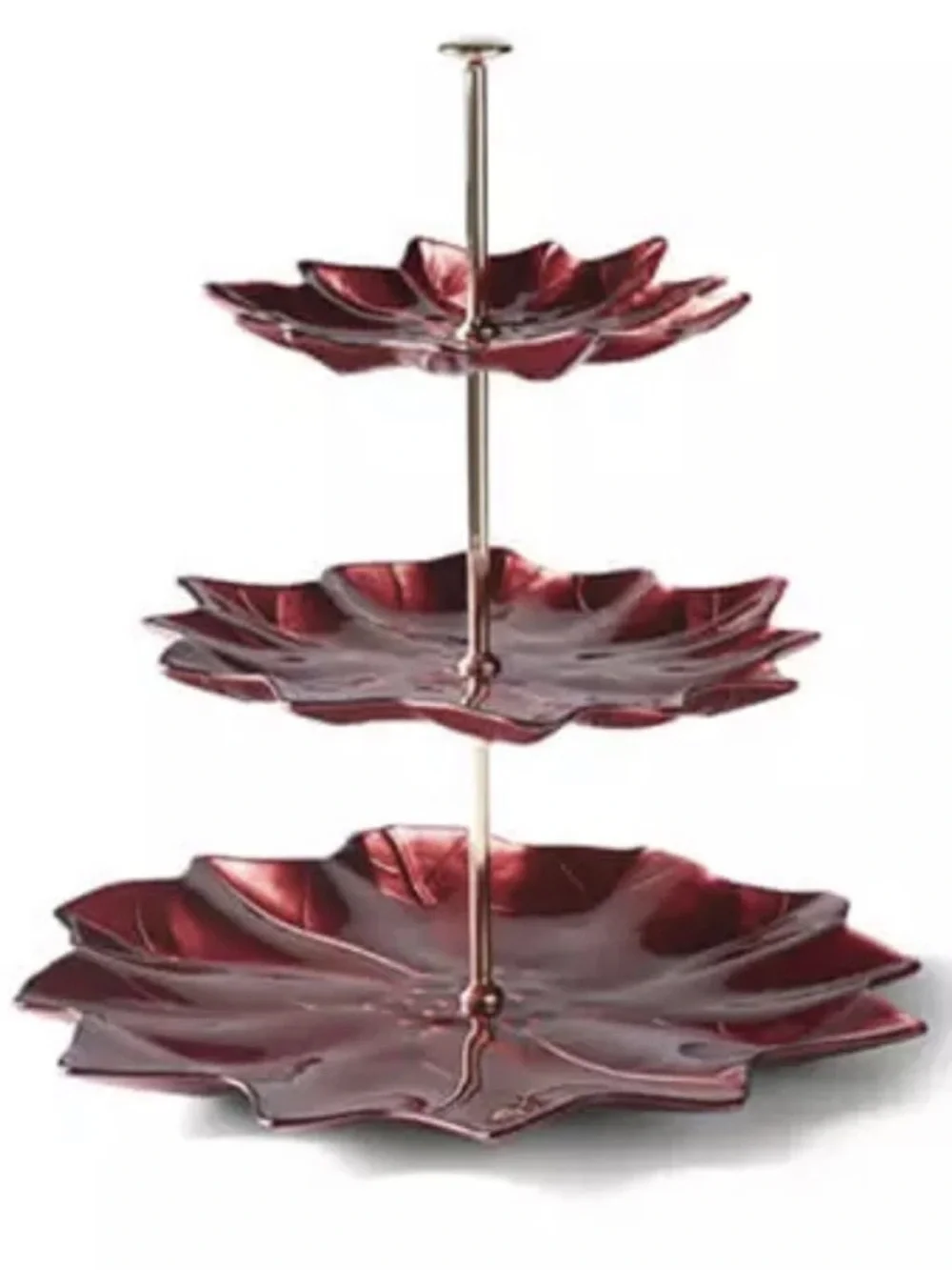 Princess House #4626 Holiday Red Poinsettia 3-Tiered Server Christmas NIB!